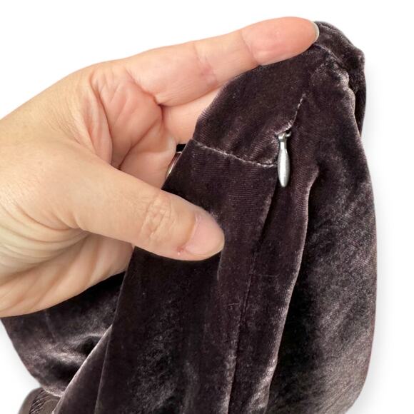 Nygard Collection Brown Velvet Velour Split Collar Sequin Trim Tunic Womens 14 - Picture 7 of 9